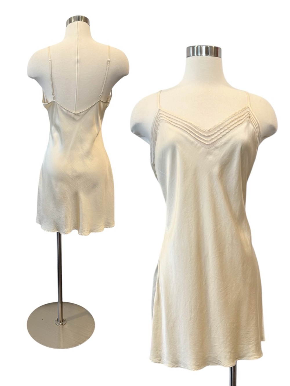 Y2K Victoria’s Secret Silk Ivory Cream Chevron Mesh Bridal Vintage Slip Dress L